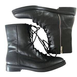 Black Leather Lace-Up Boots